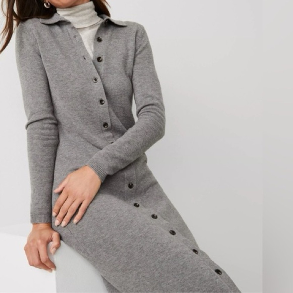 Button-Up Midi Sweater Dress | Gray